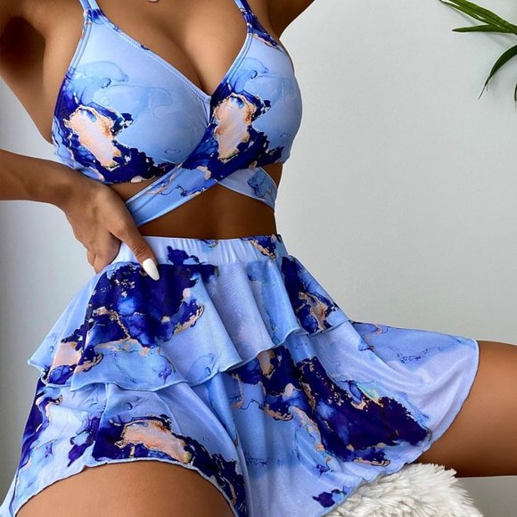 Women multicolored Swimsuit & Skirt